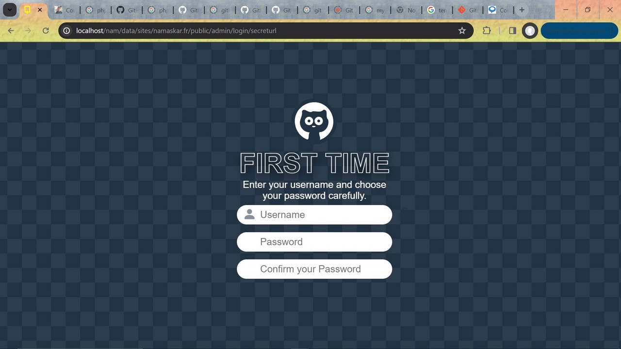 formulaire de création de mot de passe